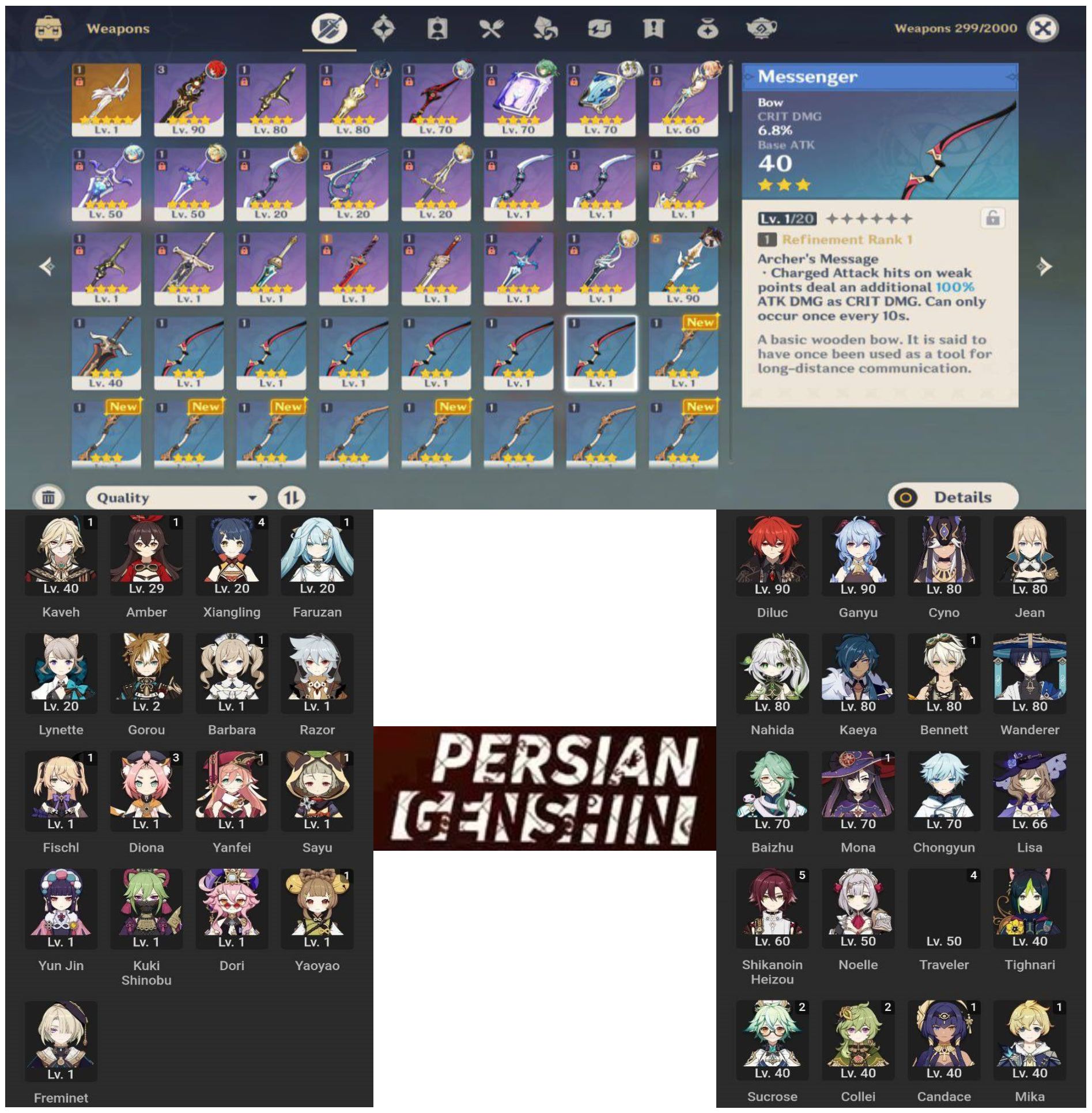 Nahida - Diluc - Baizhu - Cynu - Jean - Ganyu - Mona