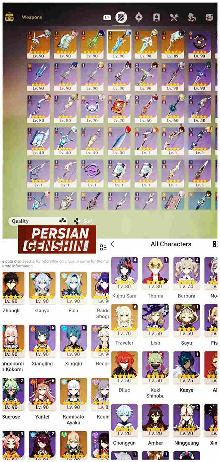 Ganyu- Eula- Raiden Shogun- Zhongli- Kamisato Ayaka- Sangonomiya Kokomi- Jean Diluc- Keqing