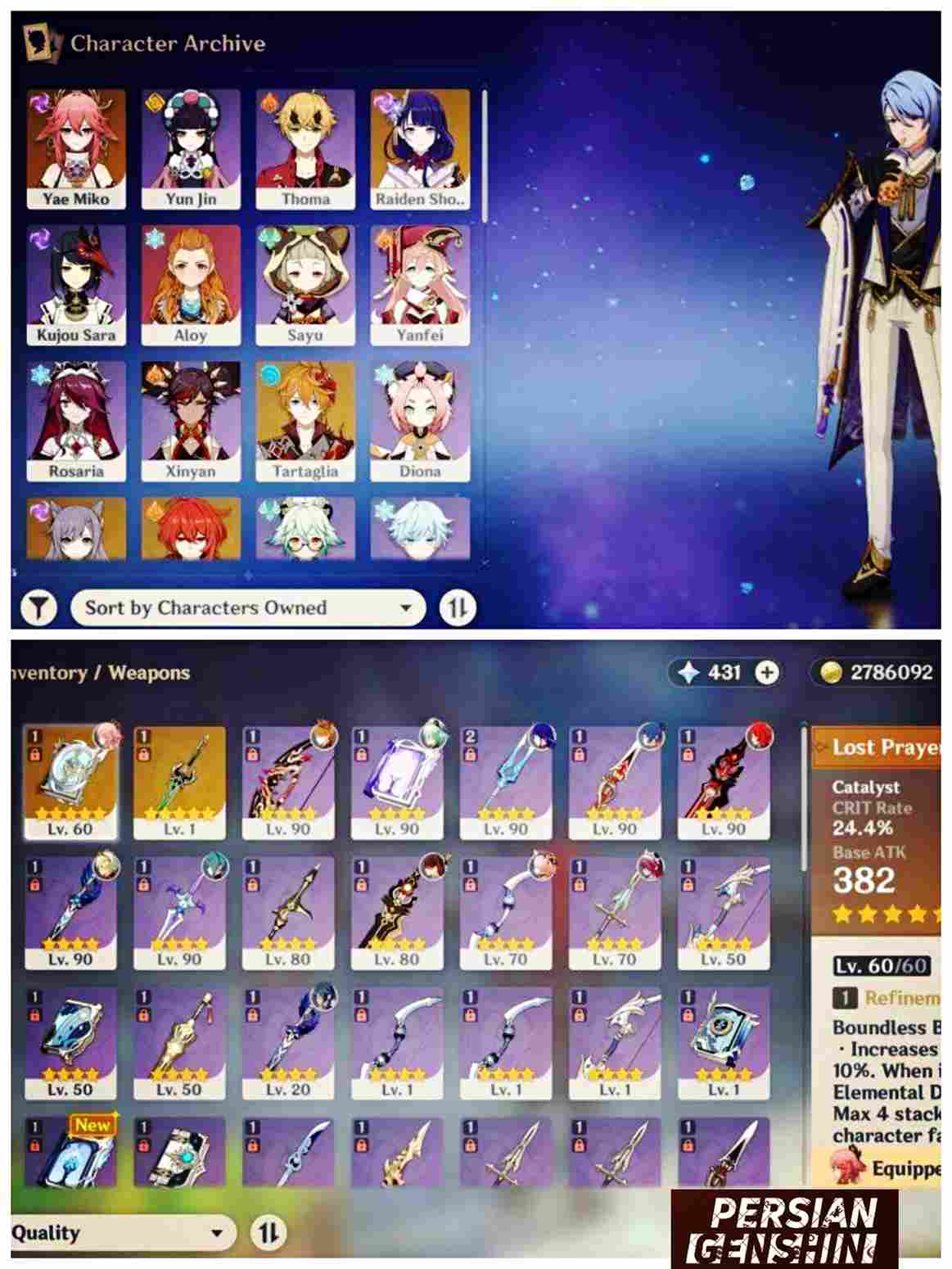 Yae Miko- Diluc- Childe- Raiden Shogun- Keqing- Aloy