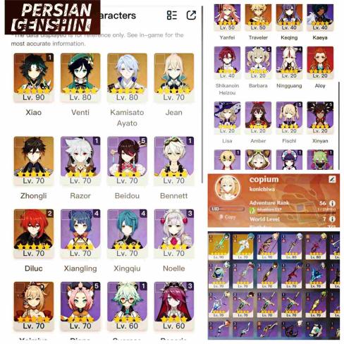 Xiao- Naganohara Yoimiya- Kamisato Ayato- Zhongli- Venti- Diluc- Keqing