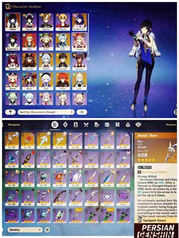 Hu Tao- Zhongli- Ganyu- Yelan- Eula- Raiden Shogun- Mona- Qiqi- Diluc- Jean