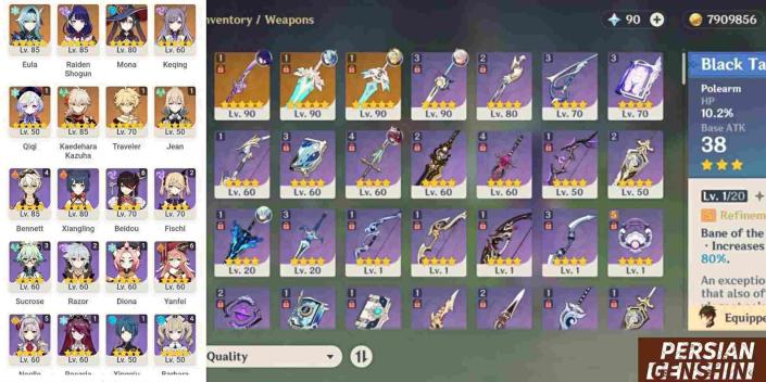 Raiden Shogun- Eula- Kaedehara Kazuha- Zhongli- Qiqi- Jean- Keqing- Mona