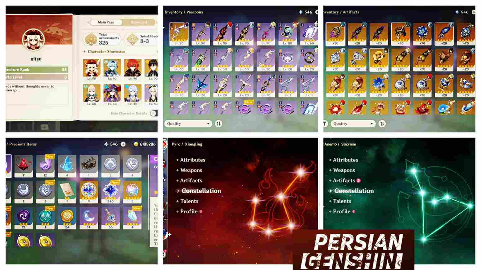 Klee- Kamisato Ayato- Diluc- Eula- Zhongli- Mona- Jean